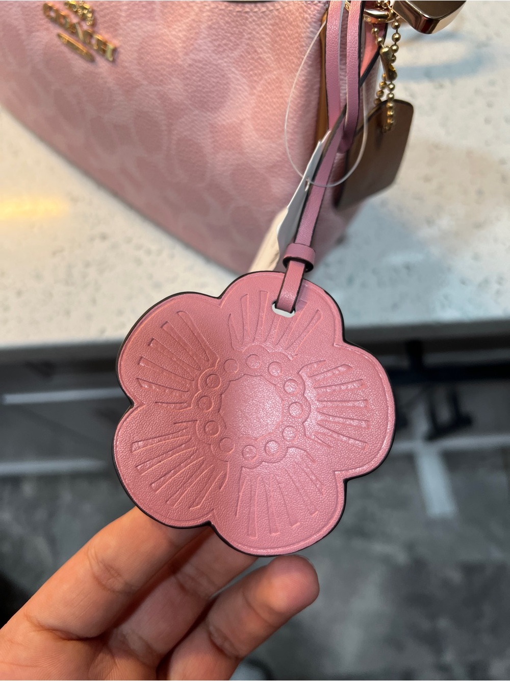 Coach Pink Signature Teri Shoulder Bag with Floral Charm - Picture 3 of 6